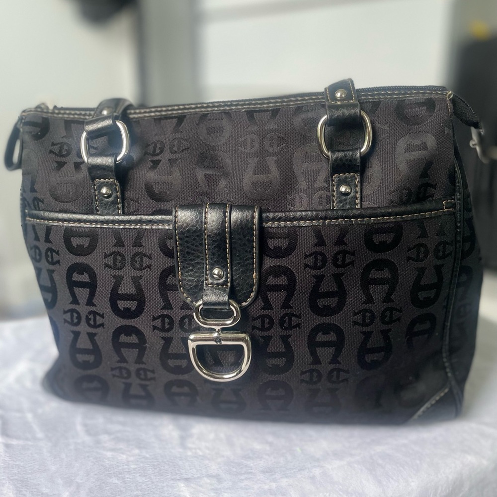 Etienne Aigner Signature Logo Black Hobo Tote